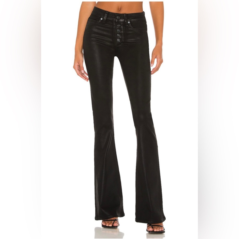 NWT PAIGE JEANS - HIGH RISE LOU LOU EXPOSED BF-BLACK FOG LUXE COATING